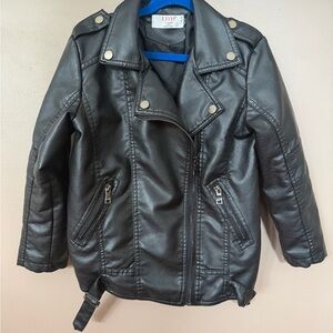 Kids Black faux leather motorcycle Jacket